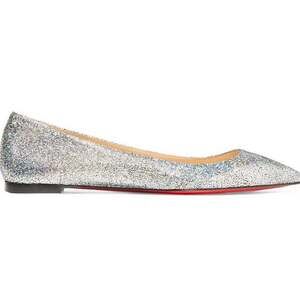 Christian Louboutin Ballalla Silver Mica Glitter Ballerina Ballet Flat 37.5
